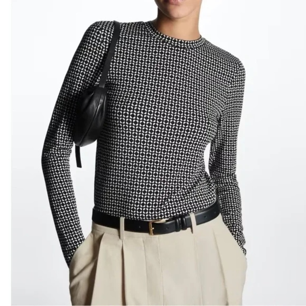 COS Black and White Long Sleeve Top